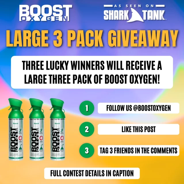 Spring is in full swing, and there’s no better time to get outside and move! Whether you're hiking, climbing, hitting the trails, or just looking for a natural boost to stay focused at work—Boost Oxygen has your back. 💨🌲⛰️To celebrate this warmer weather, we are opening the opportunity for THREE lucky people to win a Large Natural 3-Pack of Boost Oxygen—perfect for fueling your next adventure or tackling your day with clarity.📅 This giveaway is open for 2 WEEKS ONLY and closes on April 30th @ 11:59 PM EST. Winners will be contacted shortly after!How to enter:1️⃣ Follow us @boostoxygen2️⃣ Like this post�3️⃣ Tag 3 friends who would love to try Boost Oxygen!⚠️ Please note that this giveaway is open exclusively to residents of the continental United States. ⚠️ Breathe better, move freely, and power every moment with Boost Oxygen. Good luck!#Giveaway #Contest #Free #Win #Sweepstakes #BoostOxygen #BreatheBetter #StayActive #HikingAdventures #ClimbingLife #TrailRunning #SpringSports #MountainLife #AdventureReady #OutdoorFitness #Recovery #SpringVibes #ActiveLifestyle #Fitness #WellnessJourney #SharkTank